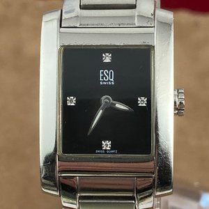 Ladies ESQ By Movado Swiss Silver 2 Tone Black
